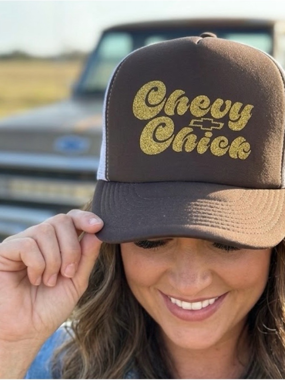 Brand new Chevy Chick trucker hat for ladies